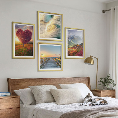 Multi-piece wall decor set Landscapes mountains waves tree heart pier