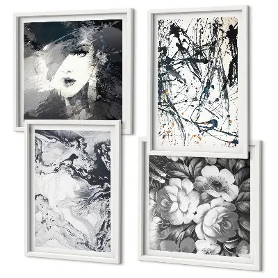 Wall art set Abstract black and white patterns