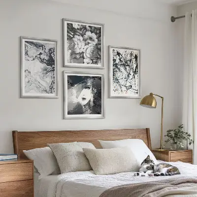 Wall art set Abstract black and white patterns