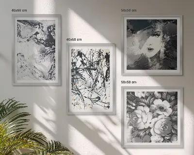 Wall art set Abstract black and white patterns