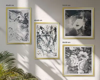 Wall art set Abstract black and white patterns