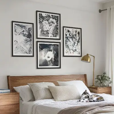 Wall art set Abstract black and white patterns