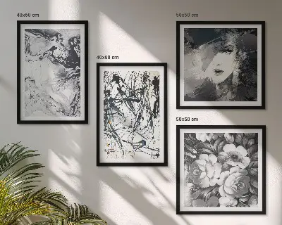 Wall art set Abstract black and white patterns