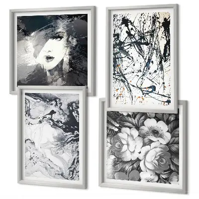 Wall art set Abstract black and white patterns