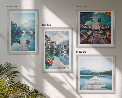 Multi-piece wall decor set Lake wooden piers boats