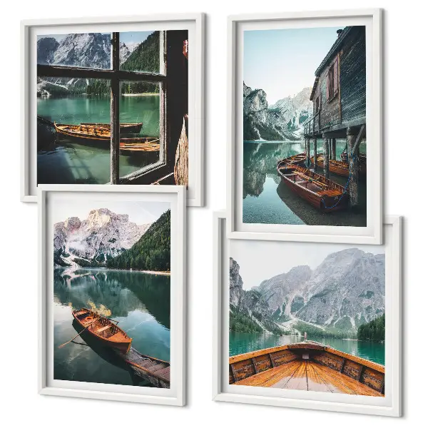 Wall art set mountain lake in Lodz house design