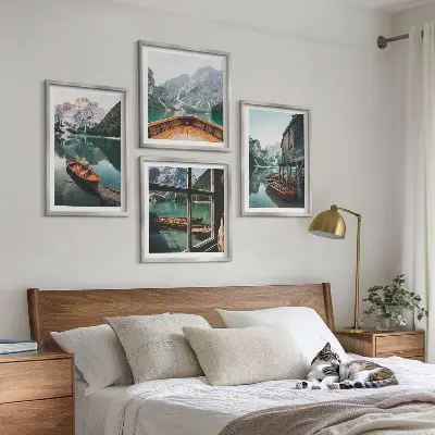 Wall art set mountain lake in Lodz house design