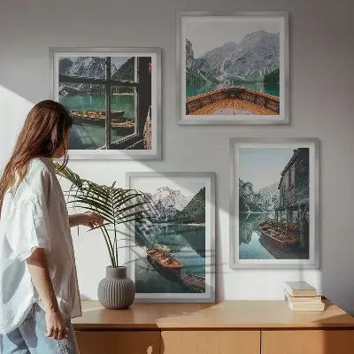Wall art set mountain lake in Lodz house design