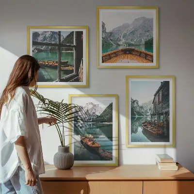 Wall art set mountain lake in Lodz house design