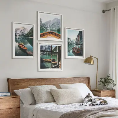 Wall art set mountain lake in Lodz house design