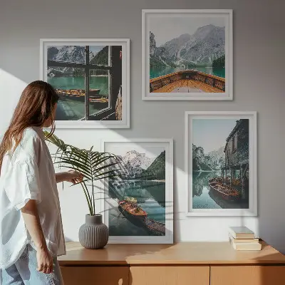 Wall art set mountain lake in Lodz house design