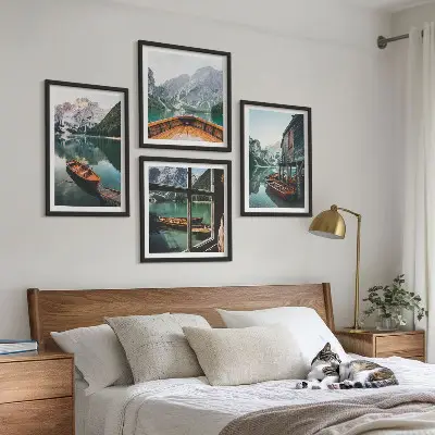 Wall art set mountain lake in Lodz house design
