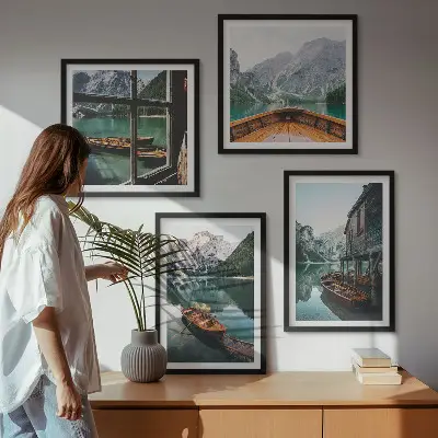 Wall art set mountain lake in Lodz house design