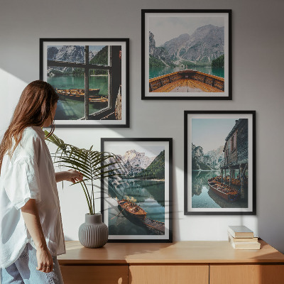 Wall art set Mountain lake Łódź house