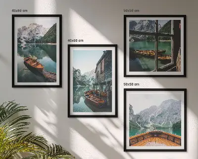 Wall art set mountain lake in Lodz house design