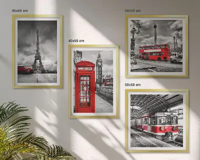 Multi-piece wall decor set featuring iconic London and Paris railway scenes