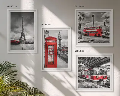 Multi-piece wall decor set featuring iconic London and Paris railway scenes