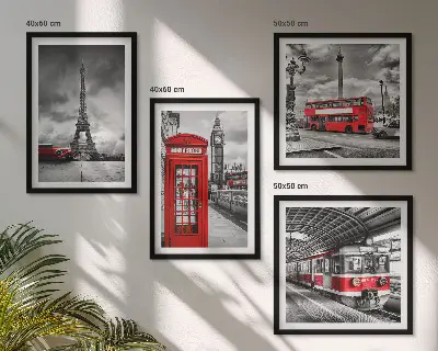 Multi-piece wall decor set featuring iconic London and Paris railway scenes