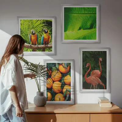 Multi-piece tropical fruit wall art set with fruity accents of the tropics
