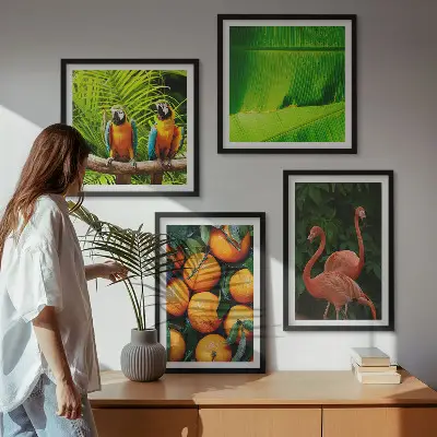 Multi-piece tropical fruit wall art set with fruity accents of the tropics