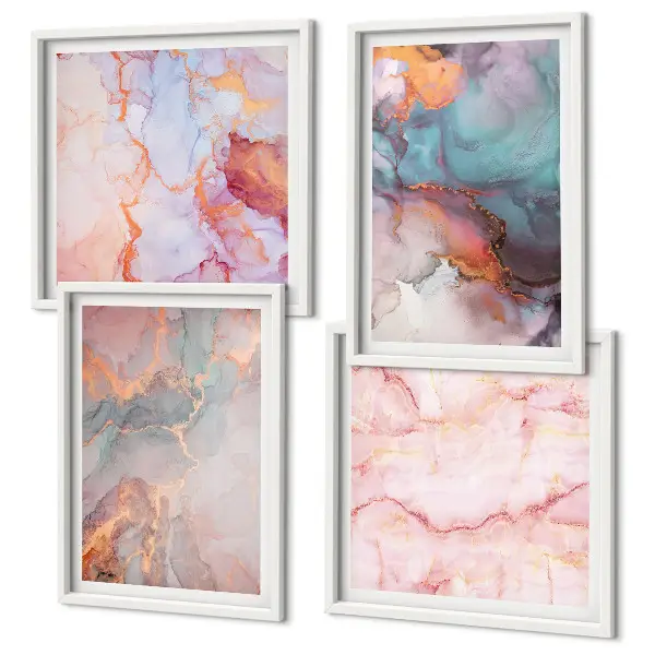 Abstract pastel wall art set of 4 pieces