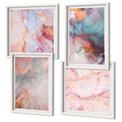 Set of 4 wall art pieces Abstract pastel patterns