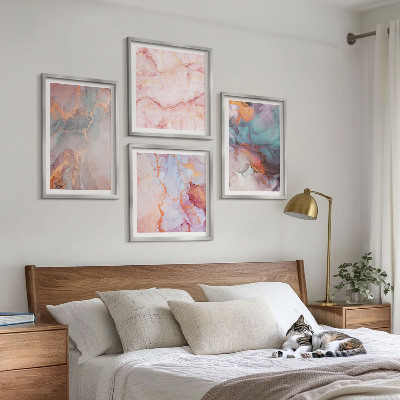 Set of 4 wall art pieces Abstract pastel patterns