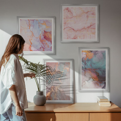 Set of 4 wall art pieces Abstract pastel patterns