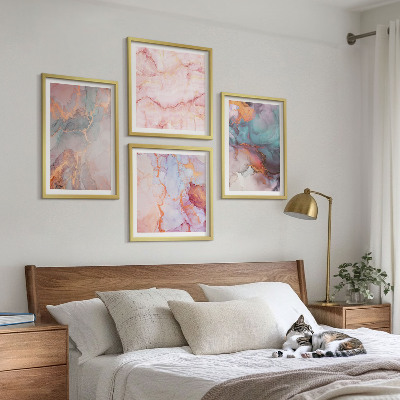 Set of 4 wall art pieces Abstract pastel patterns