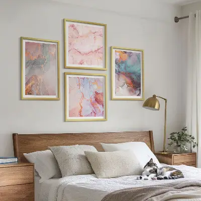 Abstract pastel wall art set of 4 pieces