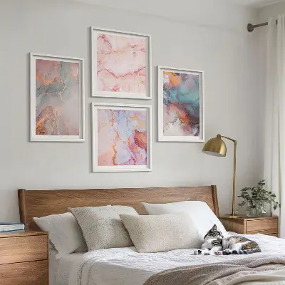 Abstract pastel wall art set of 4 pieces
