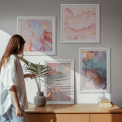 Set of 4 wall art pieces Abstract pastel patterns