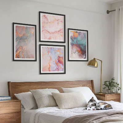 Set of 4 wall art pieces Abstract pastel patterns