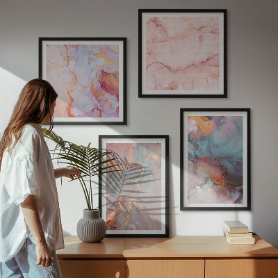 Set of 4 wall art pieces Abstract pastel patterns