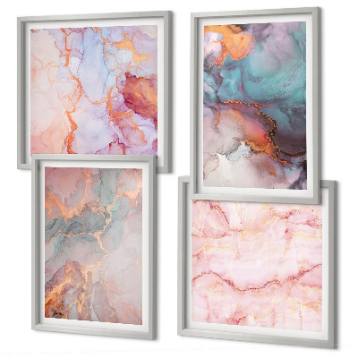 Set of 4 wall art pieces Abstract pastel patterns