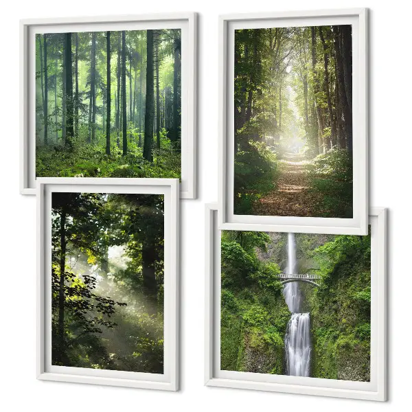 Multi-piece wall decor set green forests with rays of light