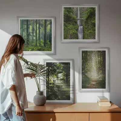 Multi-piece wall decor set green forests with rays of light