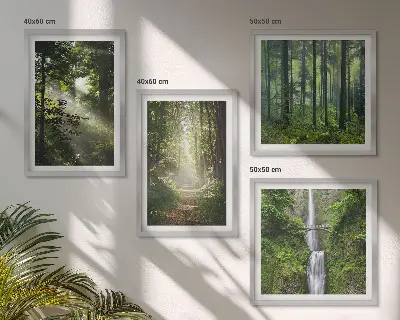 Multi-piece wall decor set green forests with rays of light