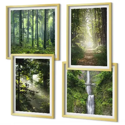 Multi-piece wall decor set green forests with rays of light