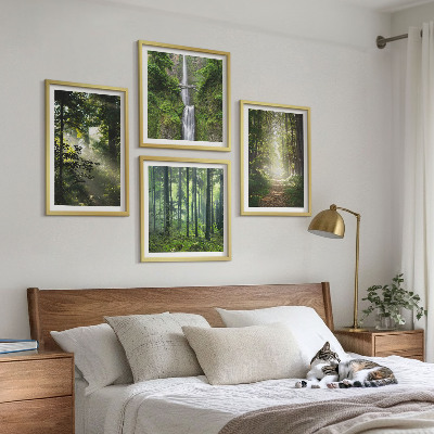 Multi-piece wall decor set Green forests rays of light