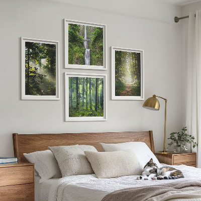 Multi-piece wall decor set Green forests rays of light