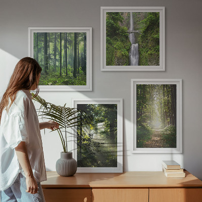 Multi-piece wall decor set Green forests rays of light