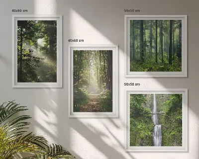 Multi-piece wall decor set green forests with rays of light