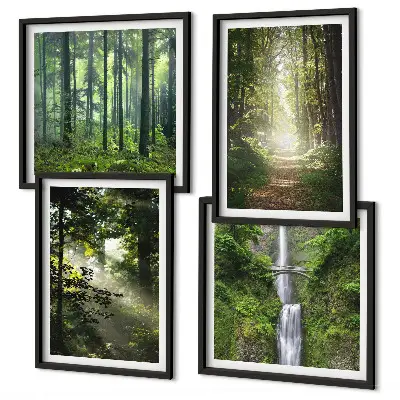 Multi-piece wall decor set green forests with rays of light