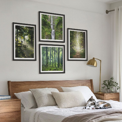 Multi-piece wall decor set Green forests rays of light