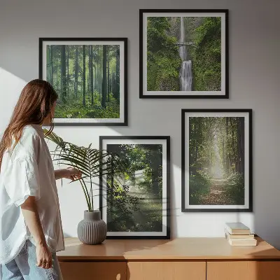 Multi-piece wall decor set green forests with rays of light