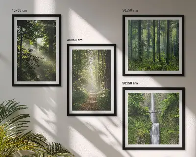 Multi-piece wall decor set green forests with rays of light