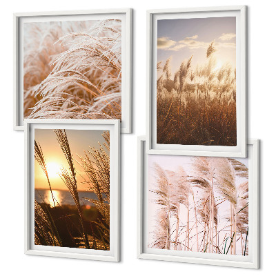 Wall art set Boho grass field sunset