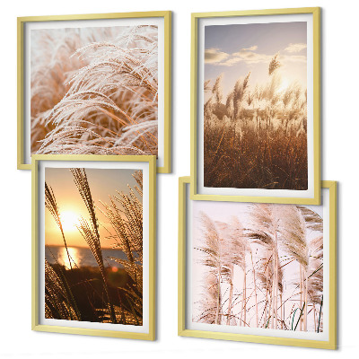 Wall art set Boho grass field sunset