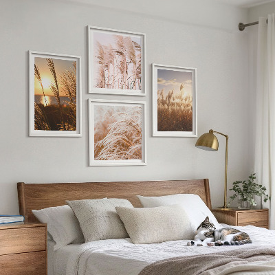 Wall art set Boho grass field sunset